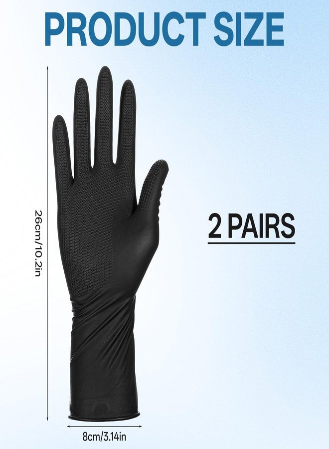 SynHHergyx Hair Color Gloves, 2 Pairs Reusable Rubber Gloves Hair Dye Glove Professional Hair-Dying Tools for Home Salon Barber Hairs Dyeing and Coloring, Cleaning (Black, Small) - Image 2